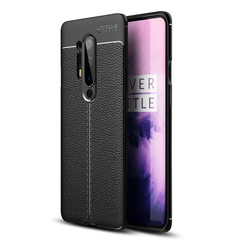 Cover OnePlus 8 Pro Dobbelt Linje Litchi Lædereffekt