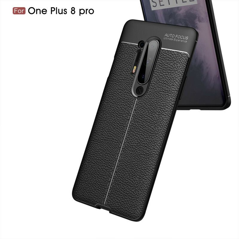 Cover OnePlus 8 Pro Dobbelt Linje Litchi Lædereffekt