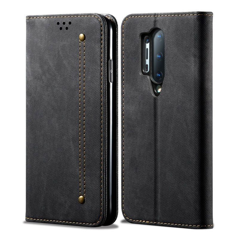 Cover OnePlus 8 Pro Flip Cover Imiteret Læder Jeans Tekstur