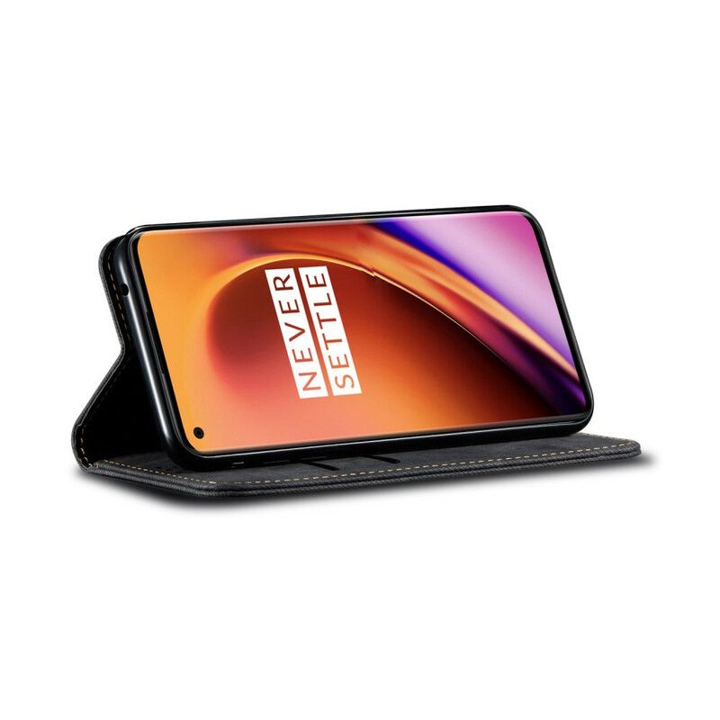 Cover OnePlus 8 Pro Flip Cover Imiteret Læder Jeans Tekstur