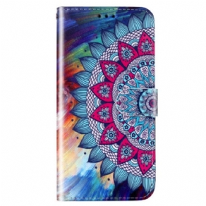 Flip Cover Samsung Galaxy S23 Plus 5G Med Snor Farverig Strappy Mandala