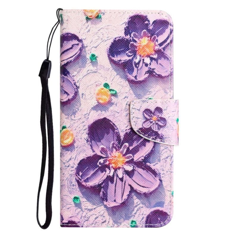 Flip Cover Samsung Galaxy S23 Plus 5G Med Snor Kun Stropblomster