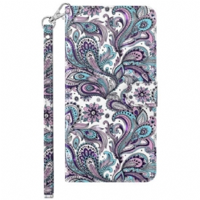 Flip Cover Samsung Galaxy S23 Plus 5G Med Snor Strappy Paisley Mønster