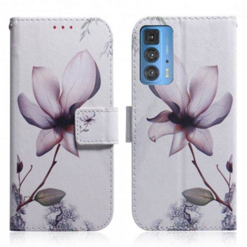 Flip Cover Motorola Edge 20 Pro Gammel Rosenblomst