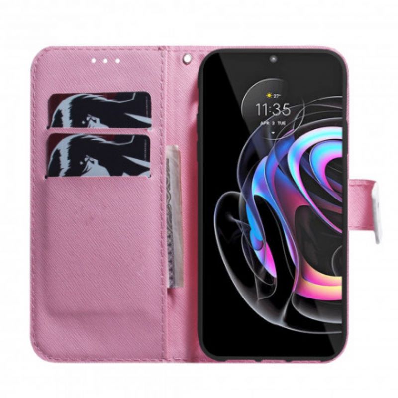 Flip Cover Motorola Edge 20 Pro Gammel Rosenblomst