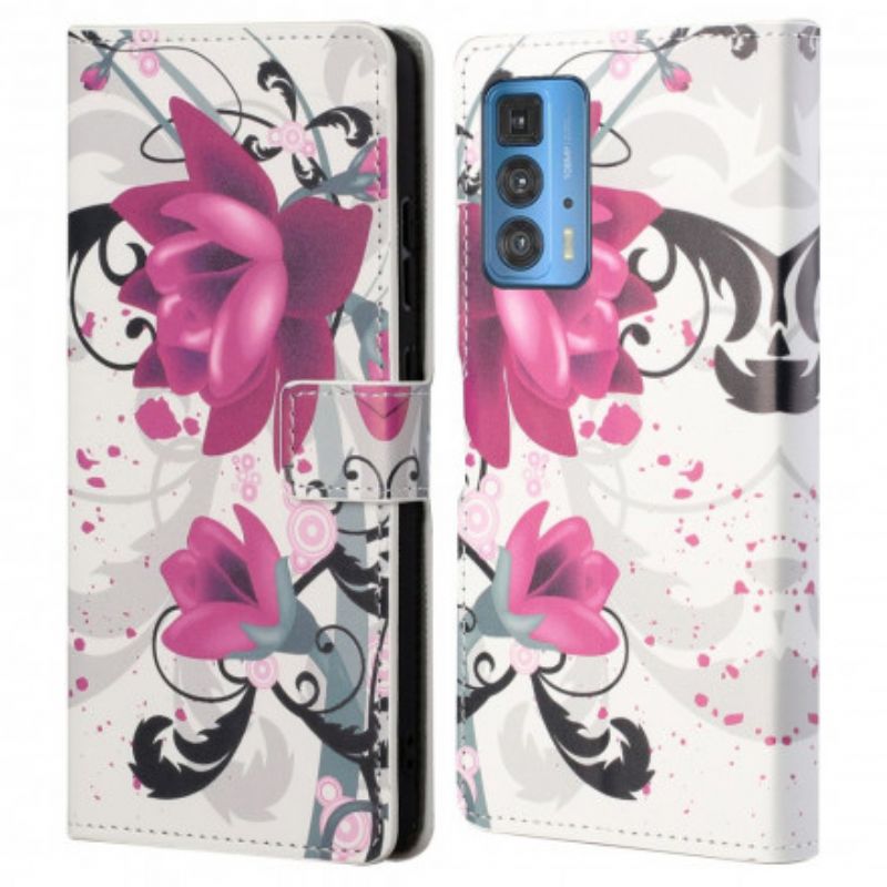 Flip Cover Motorola Edge 20 Pro Tropiske Blomster