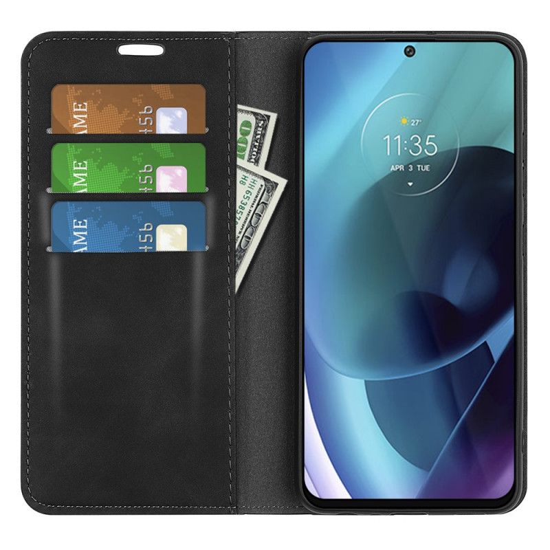 Cover Moto G71 5G Flip Cover Silkeblødt Lædereffekt