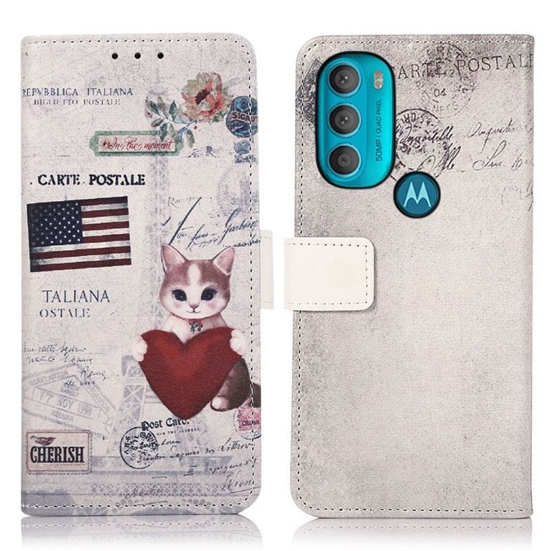 Flip Cover Moto G71 5G Rejsende Kat