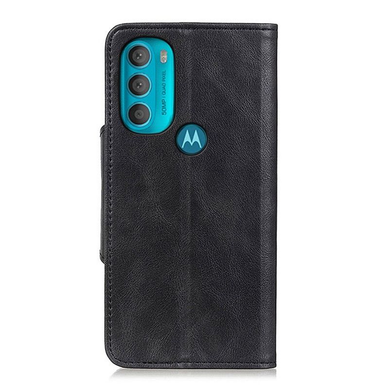 Flip Cover Moto G71 5G Vintage Imiteret Læder Og Knap