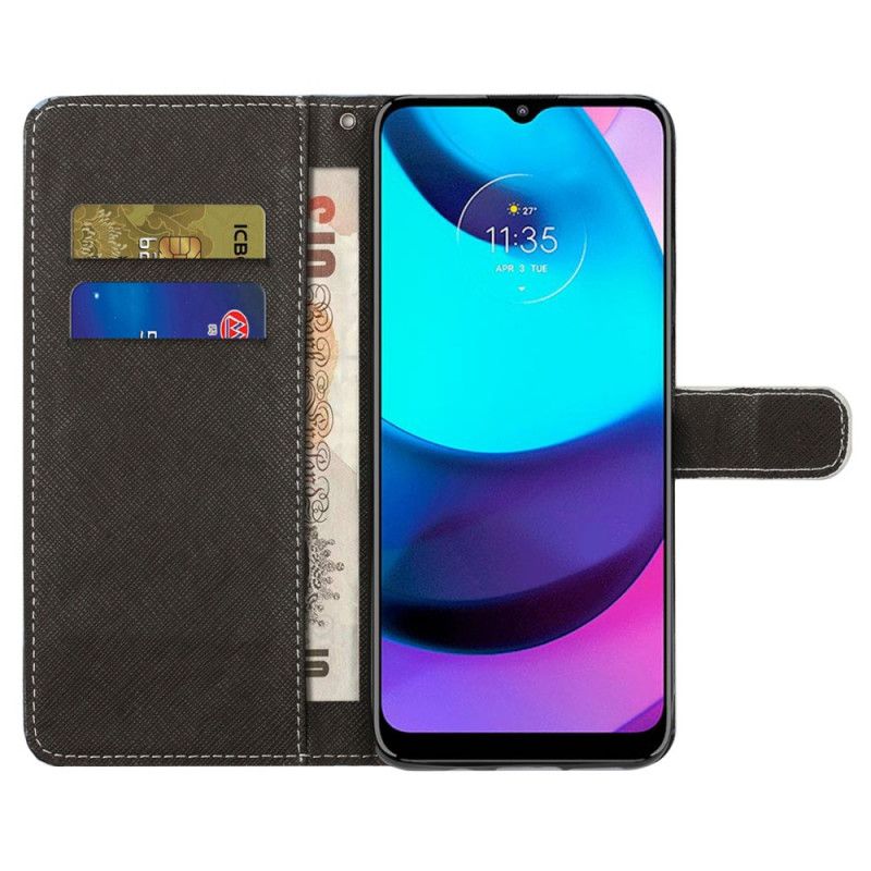 Flip Cover Moto G71 5G Vinterulv Med Snor