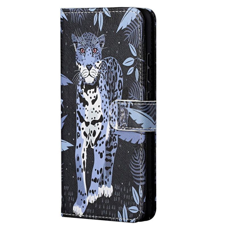 Læder Cover Moto G71 5G Med Snor Thong Leopard