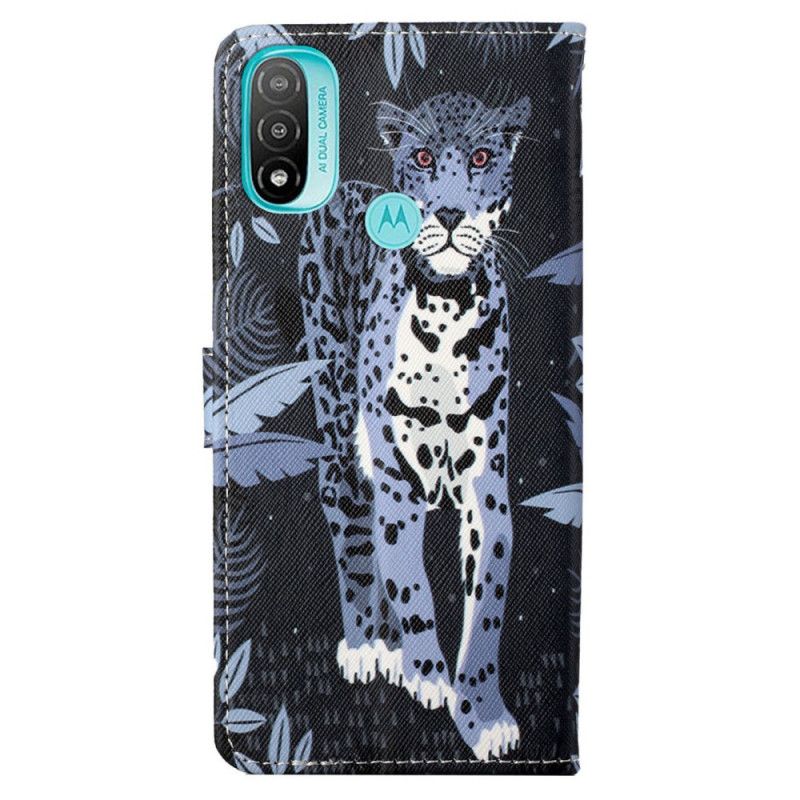 Læder Cover Moto G71 5G Med Snor Thong Leopard