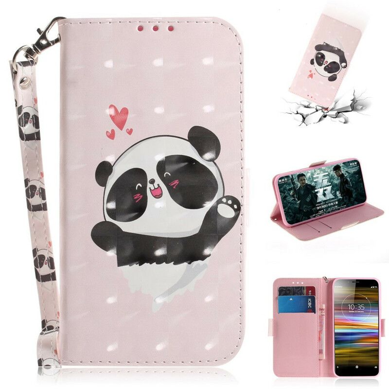 Flip Cover Sony Xperia L3 Med Snor Panda Love Med Rem