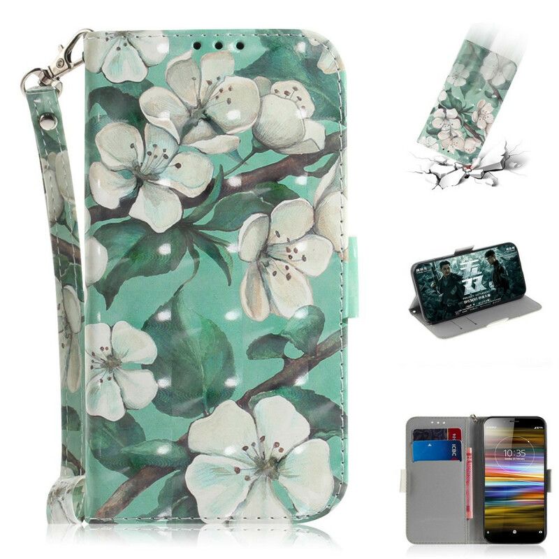 Flip Cover Sony Xperia L3 Med Snor Thong Blomstergren