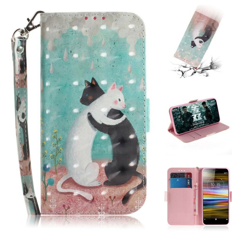 Flip Cover Sony Xperia L3 Med Snor Thong Cat Friends