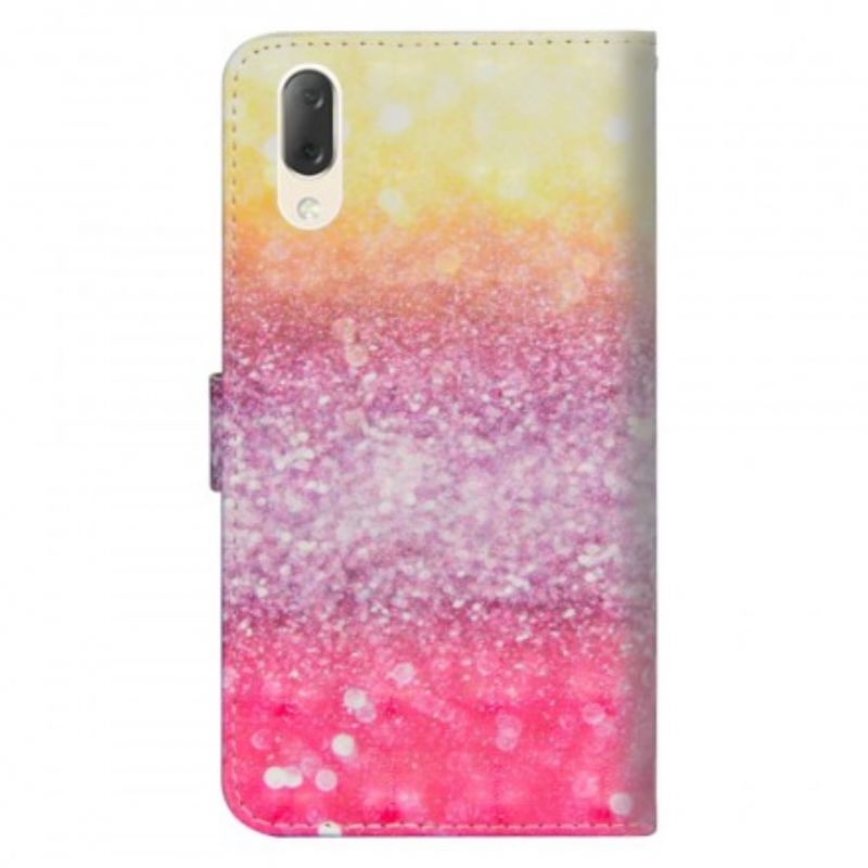 Læder Cover Sony Xperia L3 Magenta Glitter Gradient