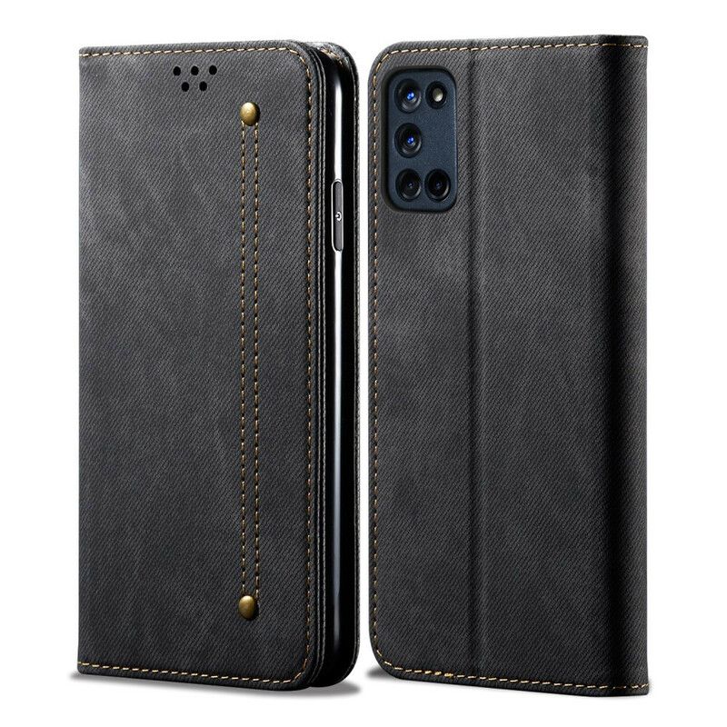 Cover Oppo A72 Flip Cover Imiteret Læder Jeans Tekstur