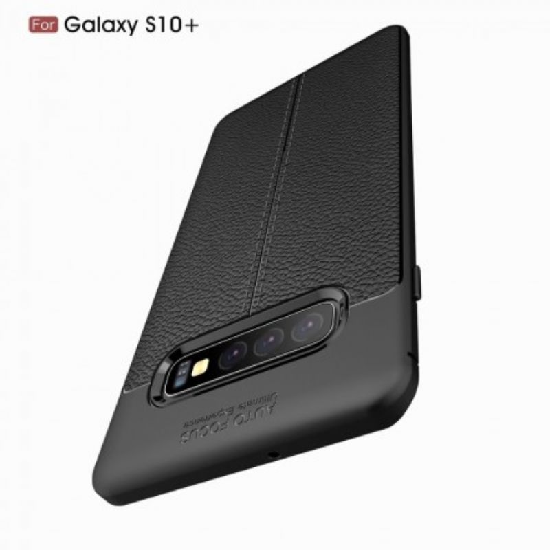 Cover Samsung Galaxy S10 Plus Dobbelt Linje Litchi Lædereffekt