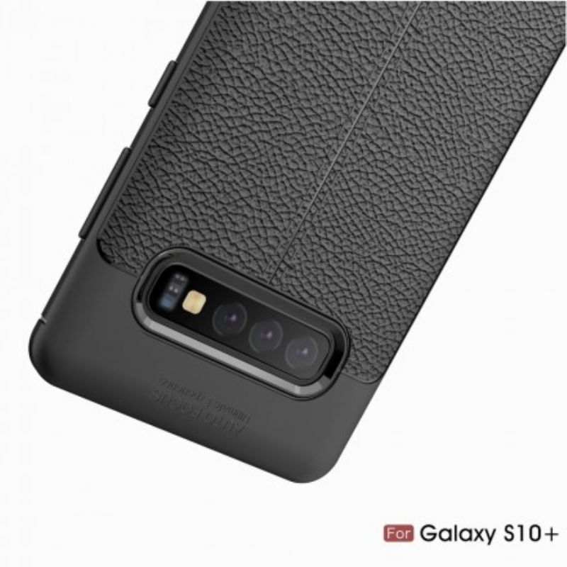 Cover Samsung Galaxy S10 Plus Dobbelt Linje Litchi Lædereffekt