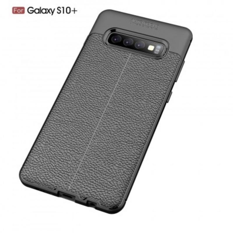 Cover Samsung Galaxy S10 Plus Dobbelt Linje Litchi Lædereffekt