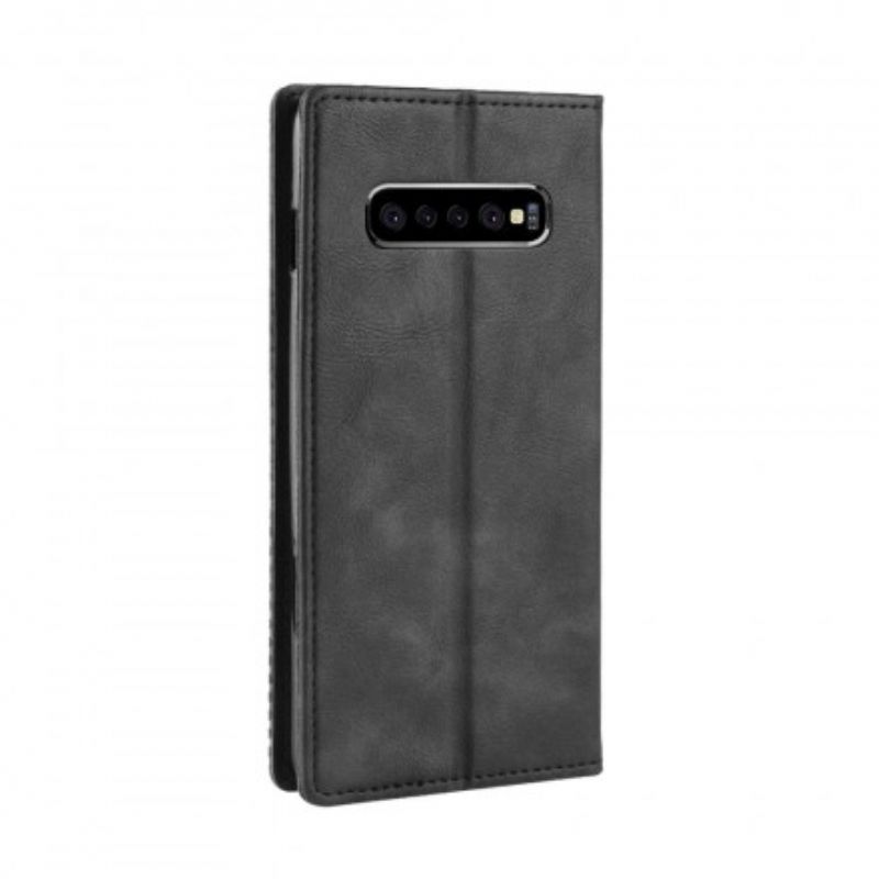 Cover Samsung Galaxy S10 Plus Flip Cover Vintage Stiliseret Lædereffekt