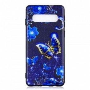 Cover Samsung Galaxy S10 Plus Gylden Sommerfugl