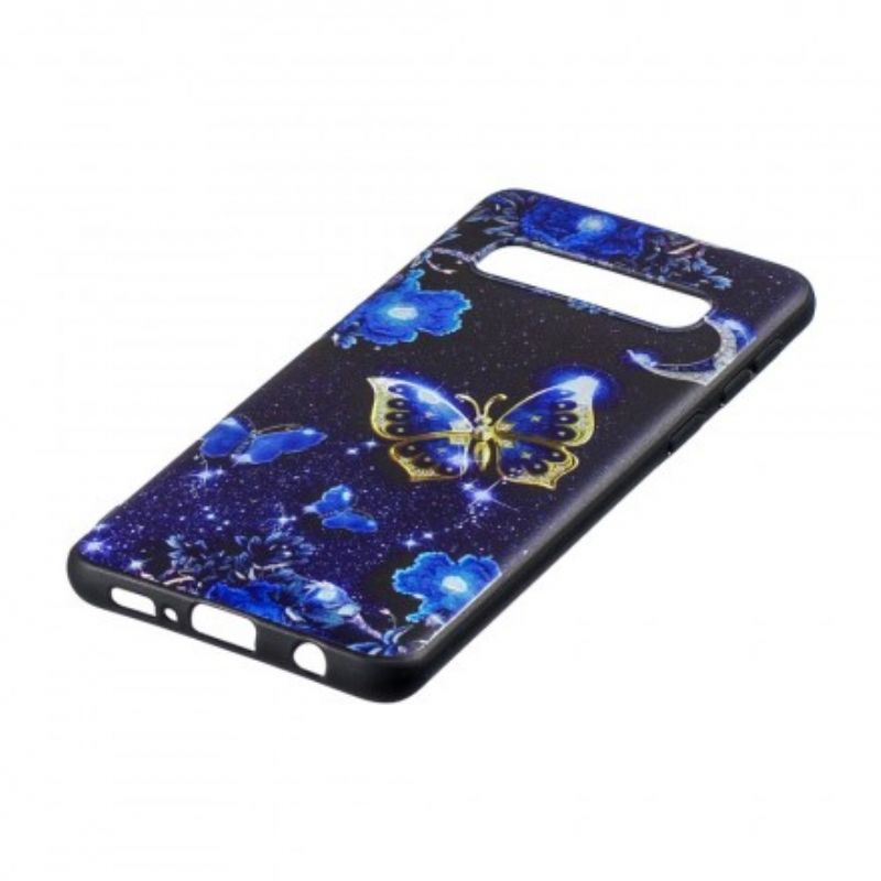 Cover Samsung Galaxy S10 Plus Gylden Sommerfugl