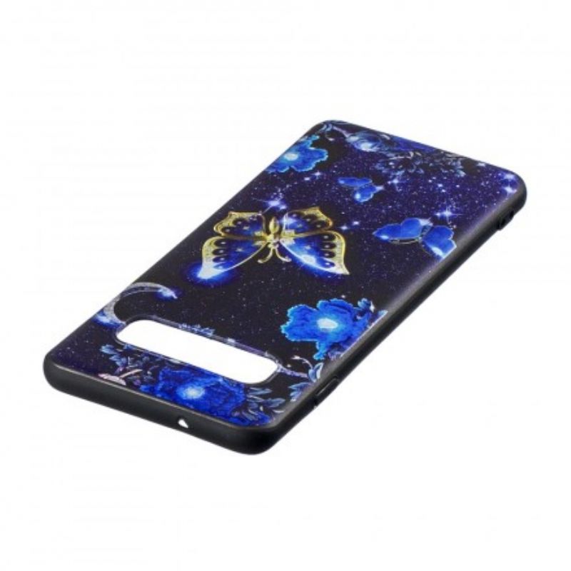 Cover Samsung Galaxy S10 Plus Gylden Sommerfugl