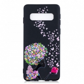 Cover Samsung Galaxy S10 Plus Kvinde Med Blomsterhoved