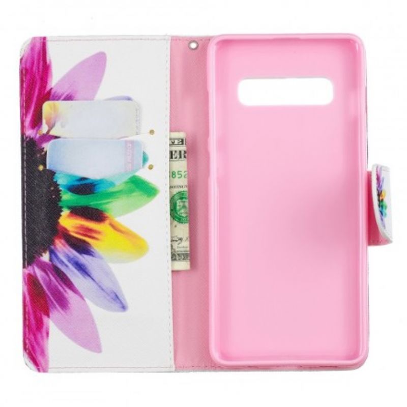 Flip Cover Samsung Galaxy S10 Plus Akvarelblomst