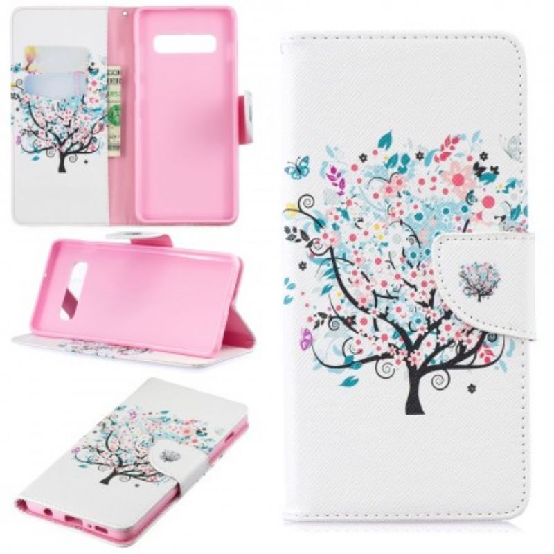 Flip Cover Samsung Galaxy S10 Plus Blomstret Træ