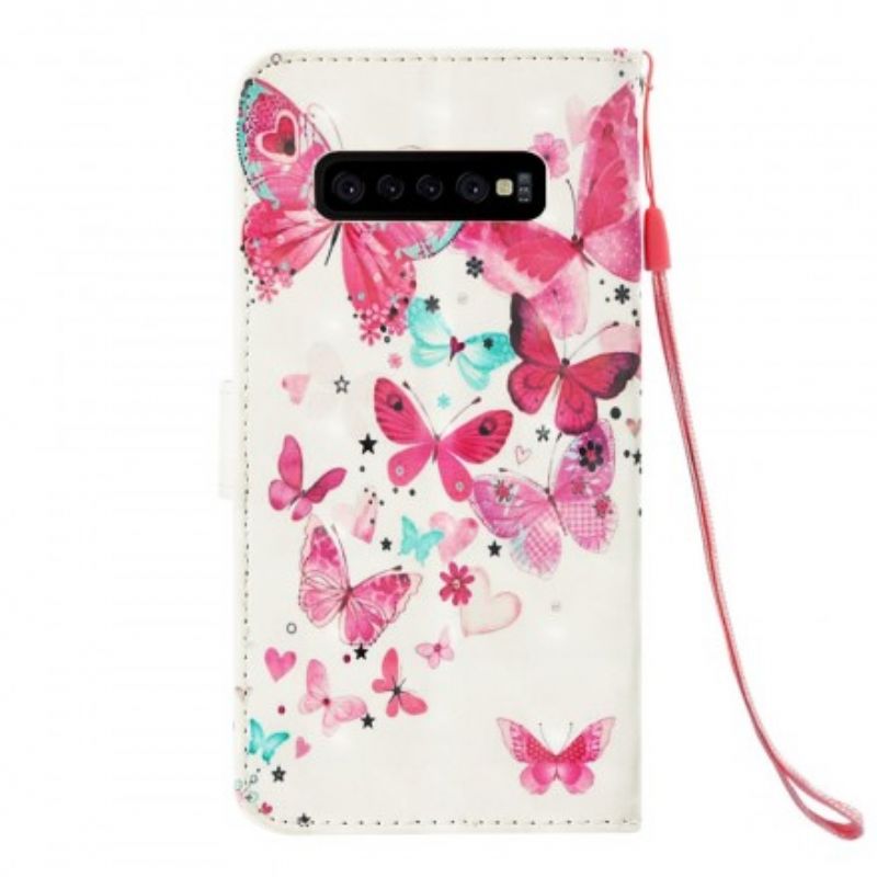 Flip Cover Samsung Galaxy S10 Plus Flyvende Sommerfugle