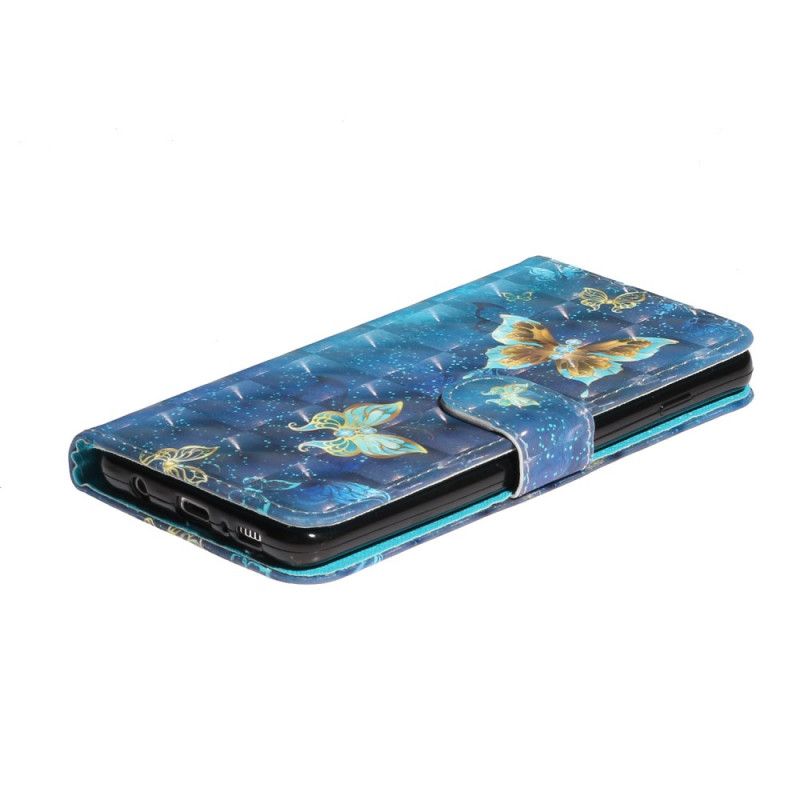 Flip Cover Samsung Galaxy S10 Plus Gylden Sommerfuglesnor