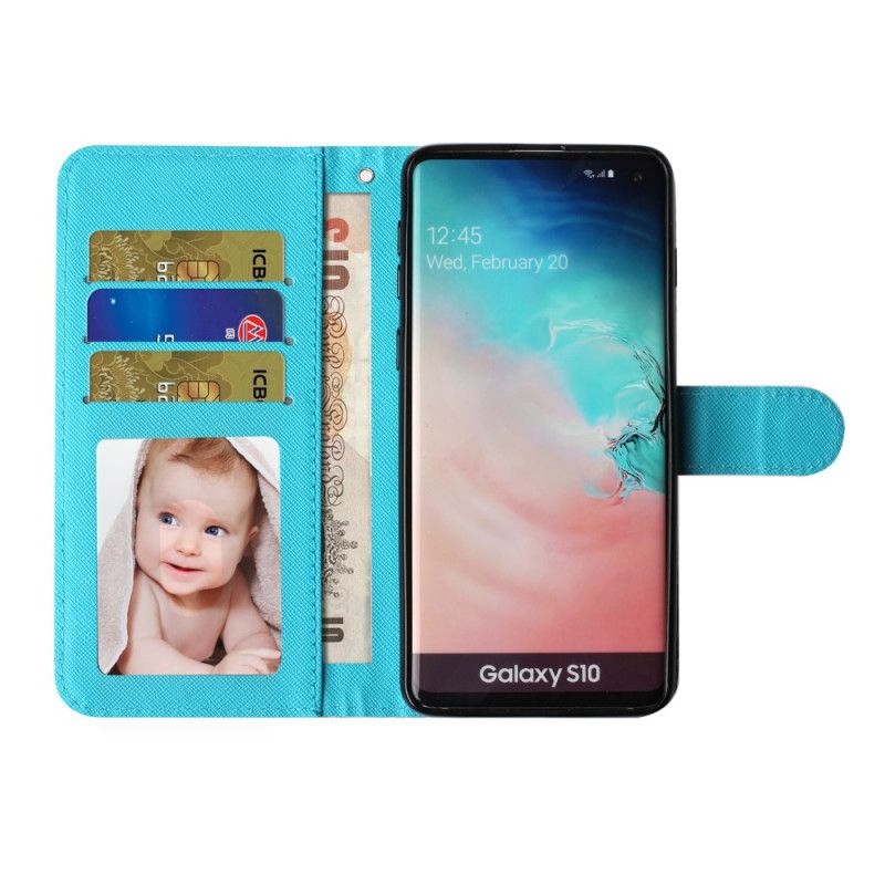 Flip Cover Samsung Galaxy S10 Plus Gylden Sommerfuglesnor