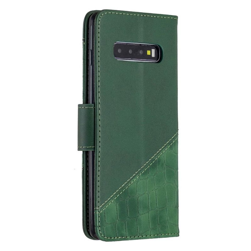 Flip Cover Samsung Galaxy S10 Plus Klassisk Krokodilleskindseffekt