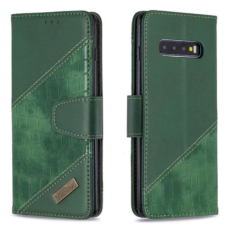 Flip Cover Samsung Galaxy S10 Plus Klassisk Krokodilleskindseffekt