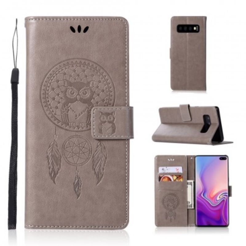 Flip Cover Samsung Galaxy S10 Plus Lædereffekt Catch Dreams Owl