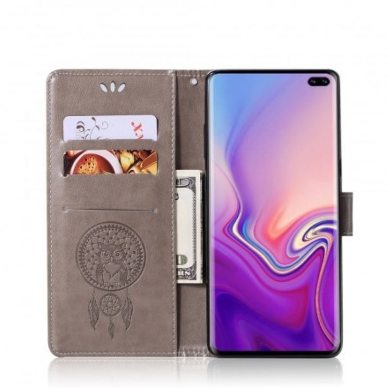 Flip Cover Samsung Galaxy S10 Plus Lædereffekt Catch Dreams Owl