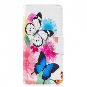 Flip Cover Samsung Galaxy S10 Plus Malede Sommerfugle Og Blomster