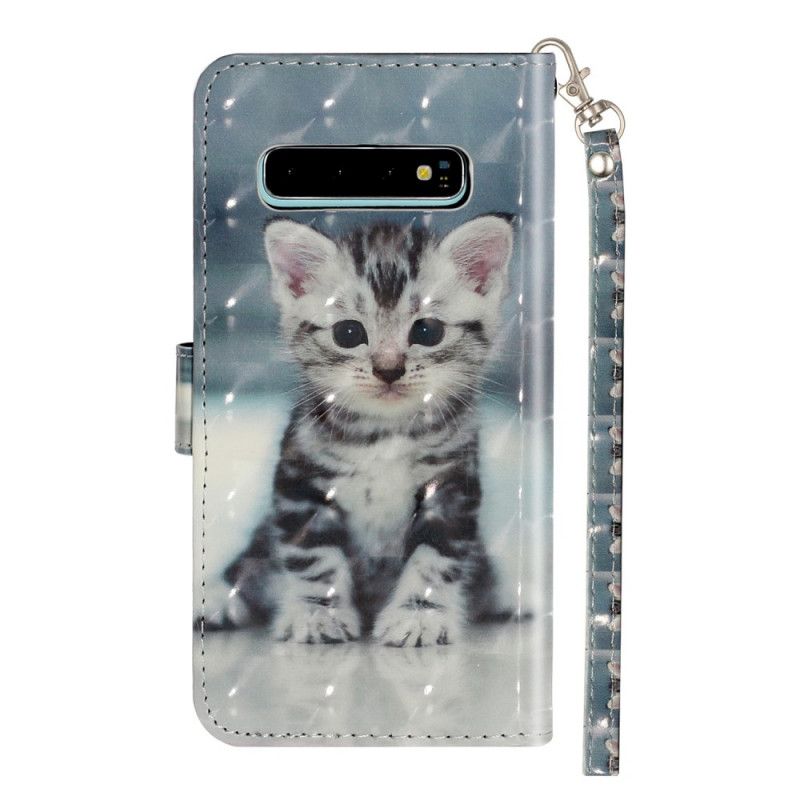 Flip Cover Samsung Galaxy S10 Plus Med Snor Light Spots Strap Killing