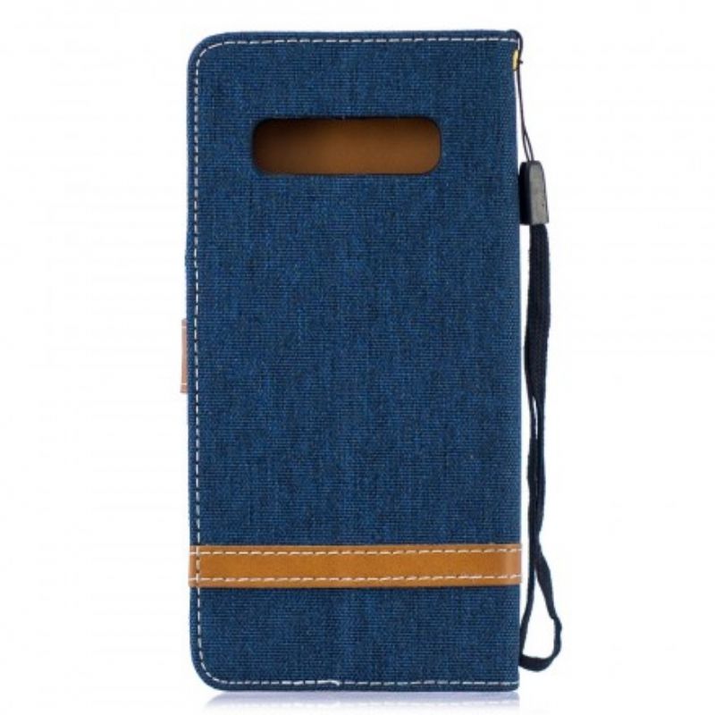 Flip Cover Samsung Galaxy S10 Plus Med Snor Strop I Stof Og Læderlook