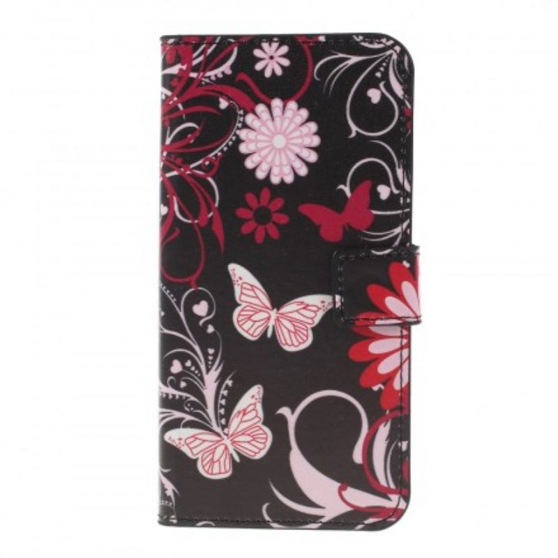 Flip Cover Samsung Galaxy S10 Plus Sommerfugle Og Blomster