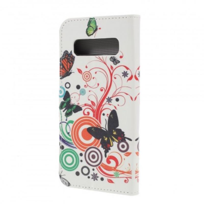 Flip Cover Samsung Galaxy S10 Plus Sommerfugle Og Blomster