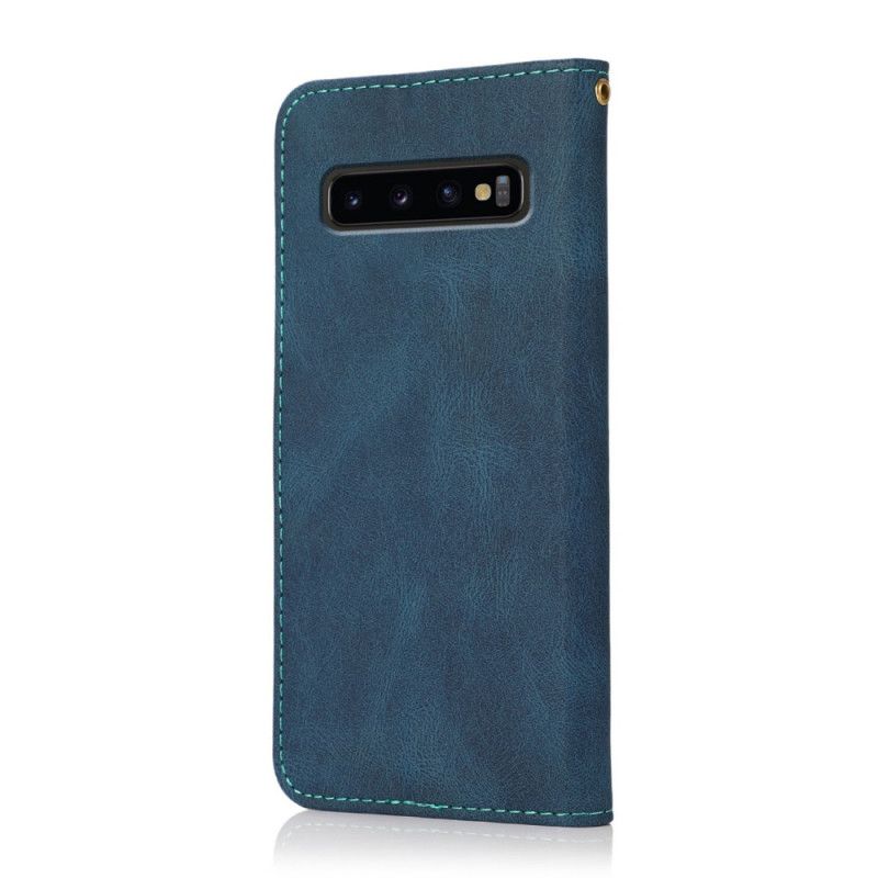 Flip Cover Samsung Galaxy S10 Plus Tofarvet Kunstlædertrekant