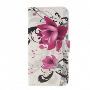 Læder Cover Samsung Galaxy S10 Plus Sommerfugle Og Blomster