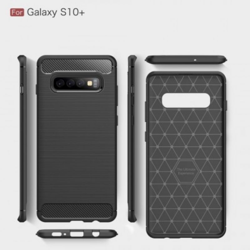 Mobilcover Samsung Galaxy S10 Plus Børstet Kulfiber