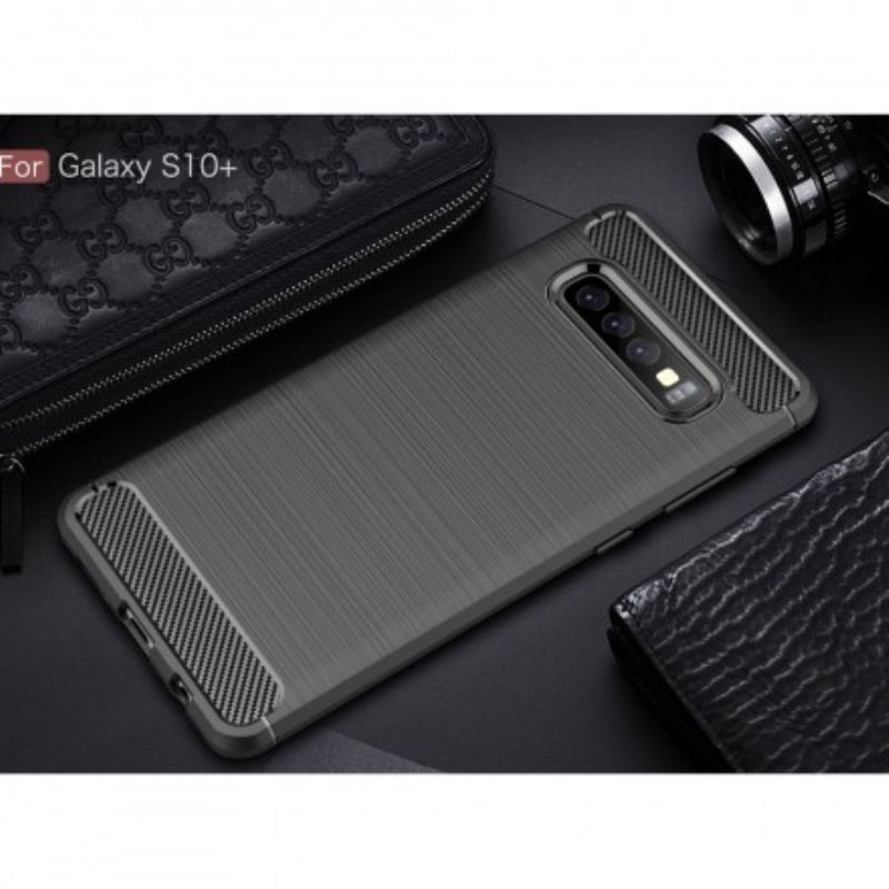 Mobilcover Samsung Galaxy S10 Plus Børstet Kulfiber