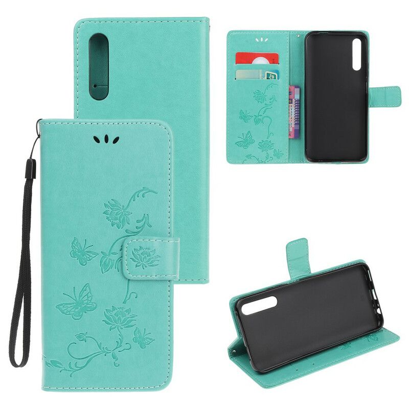 Flip Cover Huawei P Smart S Med Snor Thong Sommerfugle Og Blomster