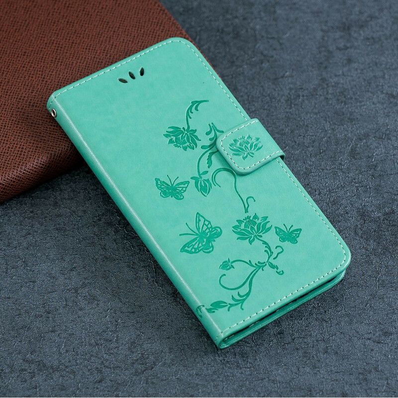 Flip Cover Huawei P Smart S Med Snor Thong Sommerfugle Og Blomster