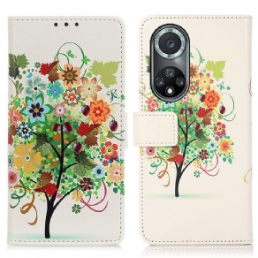 Flip Cover Honor 50 Pro Pro Blomstertræ